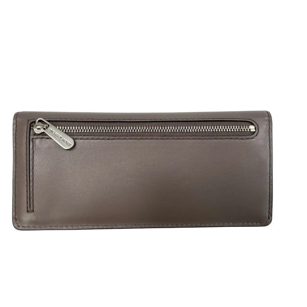 Michael Kors NWT Natalie Cinder Leather Flat Wallet With Silver-Tone Hardware